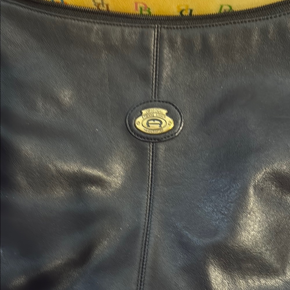 Black Leather Bag with Logo